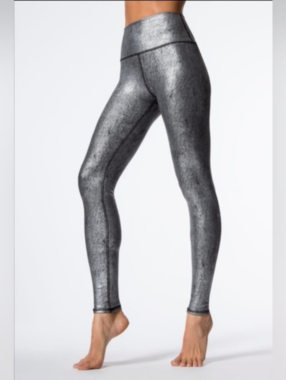 ALO Yoga Metallic Silver High-Rise Leggings